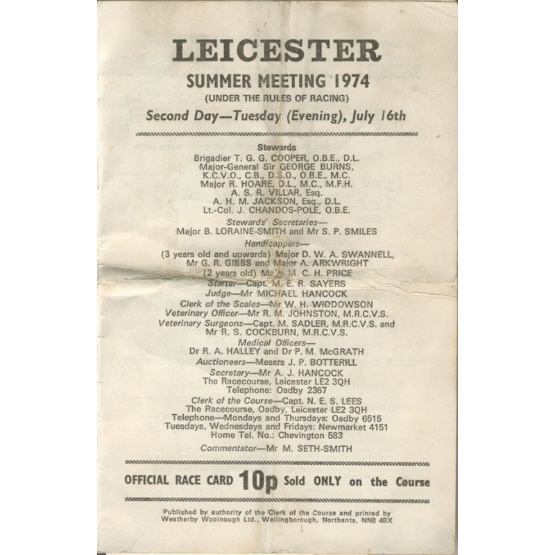 Leicester Summer meeting 1974